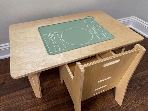 Kids Silicone Montessori Placemat for Toddlers | Children Plate Mat for Dining Table Setting | by Fire Rooster Kids (Green, 1) in Saudi Arabia