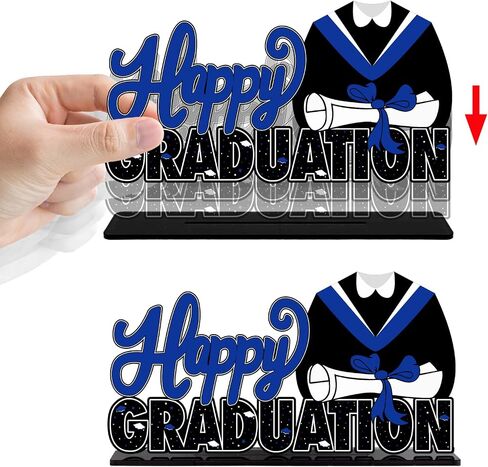 Lingteer Class of 2025 Decoruation Party Decorations - 3pcs Congrats Grad 2025 School Traduation Acrylic Table Centerpieces Decorations - Blue. in Kuwait