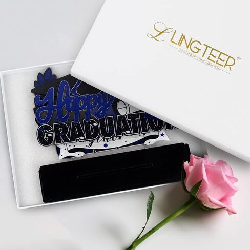 Lingteer Class of 2025 Decoruation Party Decorations - 3pcs Congrats Grad 2025 School Traduation Acrylic Table Centerpieces Decorations - Blue. in Kuwait