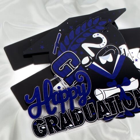 Lingteer Class of 2025 Decoruation Party Decorations - 3pcs Congrats Grad 2025 School Traduation Acrylic Table Centerpieces Decorations - Blue. in Kuwait
