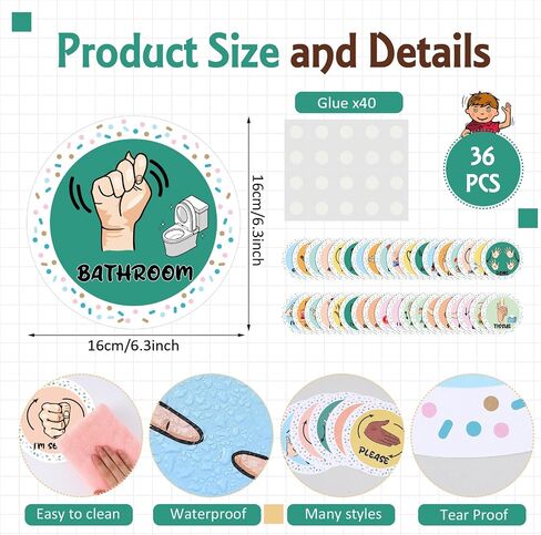36 PCS ASL Classroom LADE CASSROMRACH CASSMARTING LAND Signal Decor Scip Language Language Most Progerers Bulletin Bulletin Board Nonverfall in Saudi Arabia