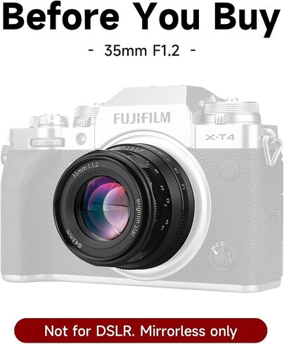 35mm F1.2 MF APS-C Manual Focus Prime Lens for Panasonic Olympus Micro 4/3 Mirrorless Cameras, MFT Large Aperture, Fit for LUMIX G7, G7KS, GX85, GX9, G95, GH5, GH6, G100, G9-Black in Kuwait