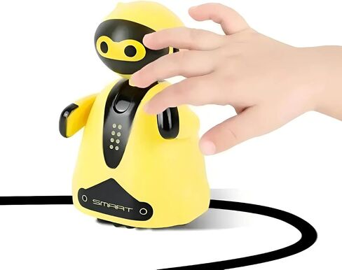 Mini Magic Inductive Robot Toy TracerBot Interactive Follow Black Line with LED Light Educational Toys for Kids(Orange) in Saudi Arabia