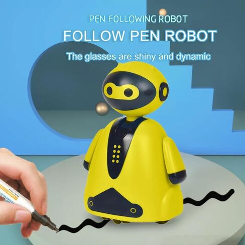 Mini Magic Inductive Robot Toy TracerBot Interactive Follow Black Line with LED Light Educational Toys for Kids(Orange) in Saudi Arabia