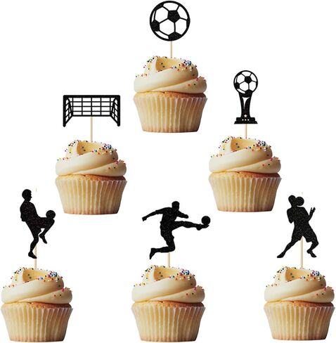 Morndew 24 PCS Sports Fan with Soccer Shirt Football Goal Cupcake Toppers for Theme Party Birthday Party Wedding Party Decorations in Saudi Arabia