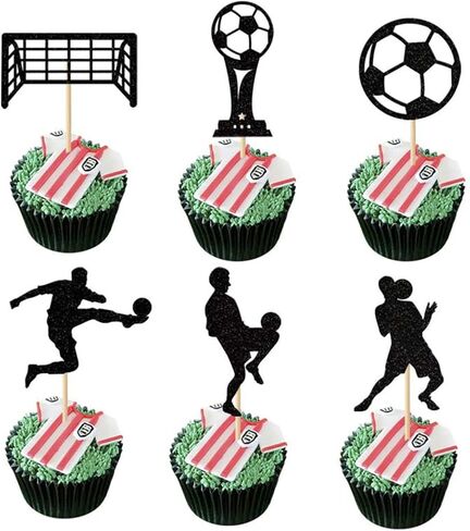 Morndew 24 PCS Sports Fan with Soccer Shirt Football Goal Cupcake Toppers for Theme Party Birthday Party Wedding Party Decorations in Saudi Arabia