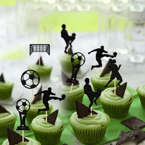 Morndew 24 PCS Sports Fan with Soccer Shirt Football Goal Cupcake Toppers for Theme Party Birthday Party Wedding Party Decorations in Saudi Arabia