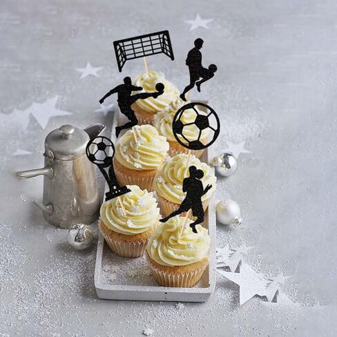 Morndew 24 PCS Sports Fan with Soccer Shirt Football Goal Cupcake Toppers for Theme Party Birthday Party Wedding Party Decorations in Saudi Arabia