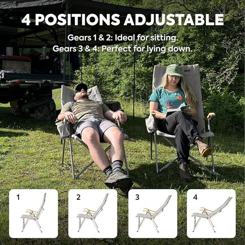 كراسي تخييم ICECO Ha1600 قابلة للتعديل للبالغين، كرسي تخييم عالي الظهر قابل للطي، كراسي محمولة قابلة للطي للخارج، كرسي مستلق في الهواء الطلق مع حقيبة تخزين، 400 رطل، ضمان 10 سنوات in Kuwait