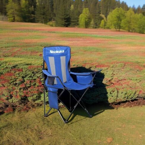 Nazhura 2 Pack Outdoor Camping Chairs Folding/Foldable/Portable with Cooler Pouch, Mesh Backrest and Cup Holder Pocket (Blue, 2 Pack) in Saudi Arabia
