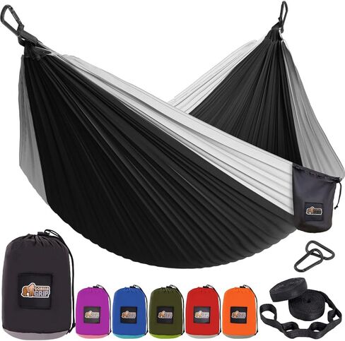 Gorilla Grip Lightweight Camping Hammock Holds 400lbs, Heavy Duty Tree Friendly Straps, Easy to Use, Portable Comfortable Travel Swing Hammocks, Outdoor Tent Camp Essentials, Green, 10x6.5 FT in Saudi Arabia