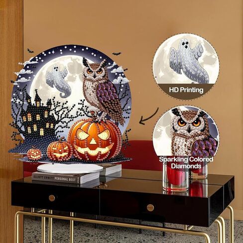 زميل DIY Diy Diamond Order Ornament Halloween ، Crystal Diamond Art Painting الحجارة ذات الوجهين المزدوج ، زخرفة الماس للبالغين المبتدئين ديكور المكتب الحرف اليدوية in Kuwait