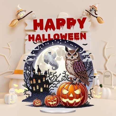 زميل DIY Diy Diamond Order Ornament Halloween ، Crystal Diamond Art Painting الحجارة ذات الوجهين المزدوج ، زخرفة الماس للبالغين المبتدئين ديكور المكتب الحرف اليدوية in Kuwait