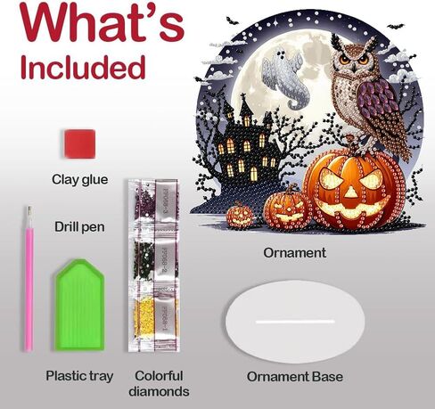 زميل DIY Diy Diamond Order Ornament Halloween ، Crystal Diamond Art Painting الحجارة ذات الوجهين المزدوج ، زخرفة الماس للبالغين المبتدئين ديكور المكتب الحرف اليدوية in Kuwait