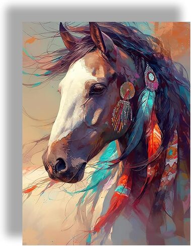 Pavemlo 5D Diamond Art Kits for Adults Brown Horse, Full Drill Diamond Art Animals Pictures Paint with Diamonds, DIY Cross Stitch Jewel Art Rhinestone Craft for Home Wall Decor 12X16 inch in Saudi Arabia