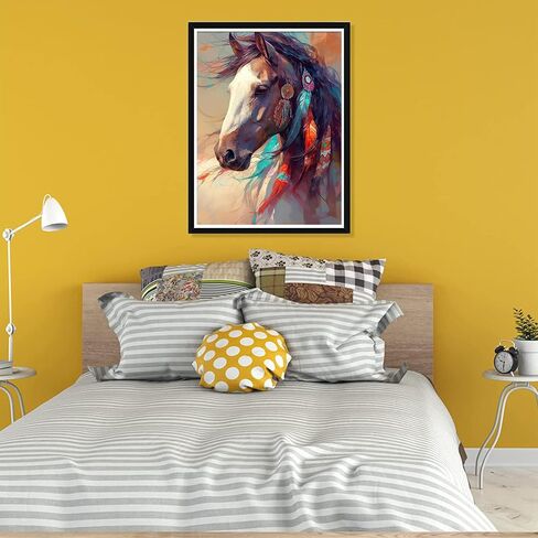 Pavemlo 5D Diamond Art Kits for Adults Brown Horse, Full Drill Diamond Art Animals Pictures Paint with Diamonds, DIY Cross Stitch Jewel Art Rhinestone Craft for Home Wall Decor 12X16 inch in Saudi Arabia