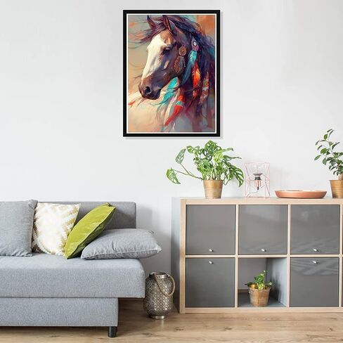 Pavemlo 5D Diamond Art Kits for Adults Brown Horse, Full Drill Diamond Art Animals Pictures Paint with Diamonds, DIY Cross Stitch Jewel Art Rhinestone Craft for Home Wall Decor 12X16 inch in Saudi Arabia