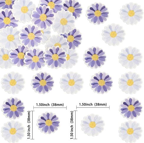 Ephlyn 48Pcs Edible Daisy Cupcake Toppers Wafer Paper Flower Cake Topper Decorations Flower Chrysanthemum Party Decorations for Birthday Wedding Birthday Party Supplies White in Saudi Arabia