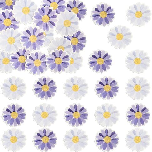 Ephlyn 48Pcs Edible Daisy Cupcake Toppers Wafer Paper Flower Cake Topper Decorations Flower Chrysanthemum Party Decorations for Birthday Wedding Birthday Party Supplies White in Saudi Arabia