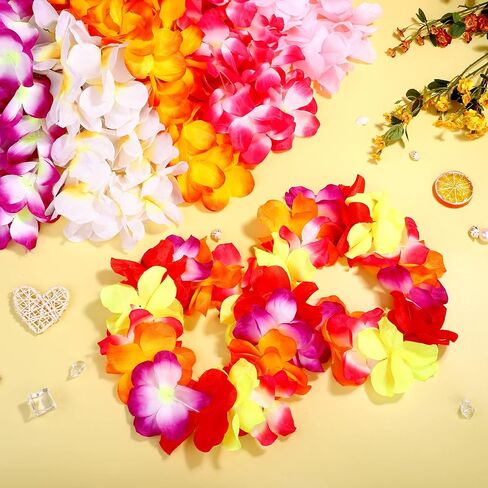 Elcoho 12 Pieces Thickened Leis Necklace and Bulk Leis Garland - Hawaiian Floral Luau Party Supplies and Summer Decorations in Saudi Arabia