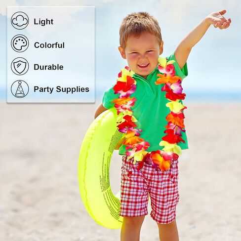 Elcoho 12 Pieces Thickened Leis Necklace and Bulk Leis Garland - Hawaiian Floral Luau Party Supplies and Summer Decorations in Saudi Arabia