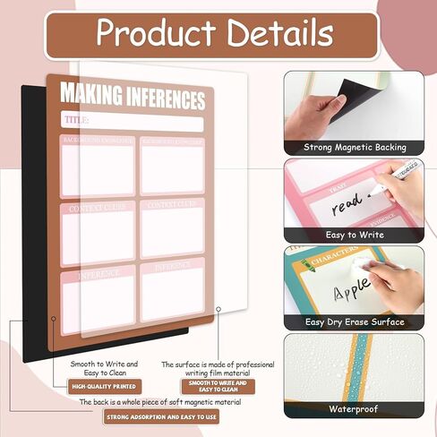 6Pcs Versatile Magnetic Literature Teaching Charts 13 x 17Inch Boho Dry Erase Handwriting Paper for Classroom Whiteboard ELA Anchor Chart Paper for Teachers Preschool Elementary Classroom Must Haves in Saudi Arabia