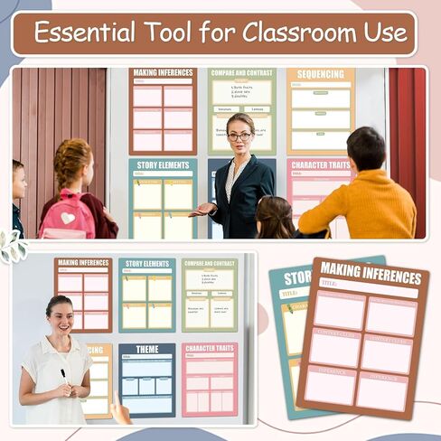 6Pcs Versatile Magnetic Literature Teaching Charts 13 x 17Inch Boho Dry Erase Handwriting Paper for Classroom Whiteboard ELA Anchor Chart Paper for Teachers Preschool Elementary Classroom Must Haves in Saudi Arabia