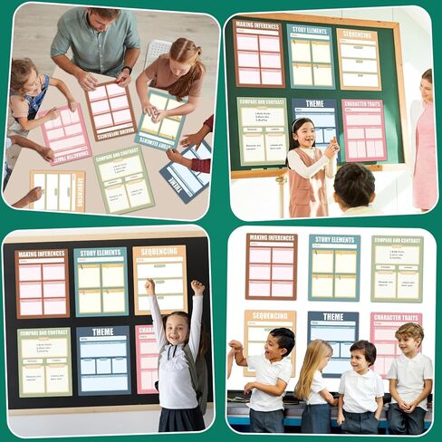 6Pcs Versatile Magnetic Literature Teaching Charts 13 x 17Inch Boho Dry Erase Handwriting Paper for Classroom Whiteboard ELA Anchor Chart Paper for Teachers Preschool Elementary Classroom Must Haves in Saudi Arabia