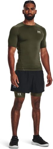 Armour HeatGear Compression Short-Sleeve T-Shirt Under Armour Mens, (390) Marine Od Green / / White, X-Large in Saudi Arabia