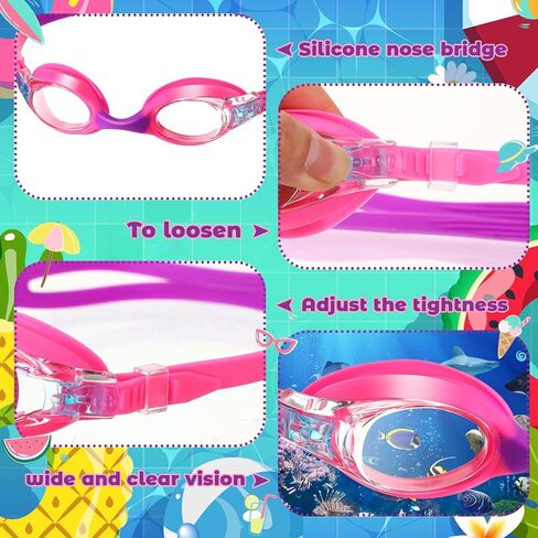 12 Pcs Kids Swimming Goggles No Leaking Anti Fog Kids Swim Goggles Kids Goggles Glasses for Girls Boys with Nose Clips Ear Plugs for Toddler Youth Pool Ages 3-15, 6 Styles in Saudi Arabia