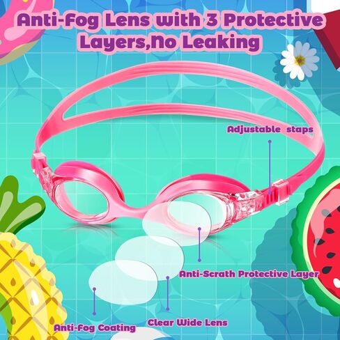 12 Pcs Kids Swimming Goggles No Leaking Anti Fog Kids Swim Goggles Kids Goggles Glasses for Girls Boys with Nose Clips Ear Plugs for Toddler Youth Pool Ages 3-15, 6 Styles in Saudi Arabia