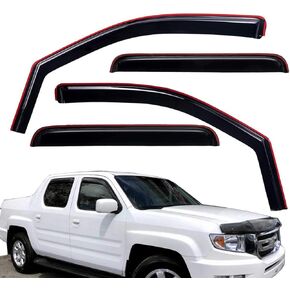 Lightronic WV194832 in-Channel Side Window Visor Deflector Rain Guard, Dark Smoke, 4-Pieces Set, Fits 2006-2014 Honda Ridgeline