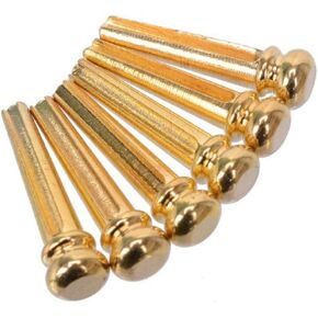 6 Pieces Guitar Bridge Pins, Brass Pin Acoustic Guitar Strings Nail Pegs Fixed Cone, Replacement Parts for Acoustic Folk Guitar (Black)