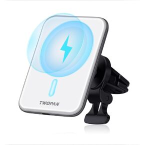 Magnetic Wireless Car Charger Mount - Magnet Phone Holder for iPhone 15/14/13/12, Stylish Design Qi Charging (No Cable)