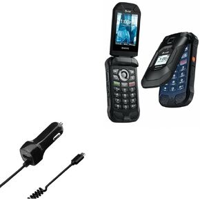 شاحن سيارة BoxWave متوافق مع Kyocera DuraXE Epic (مع الكاميرا) - شاحن سيارة بالإضافة إلى منفذ USB إضافي لشاحن السيارة مع كابل مدمج لـ Kyocera DuraXE Epic (مع الكاميرا) - أسود