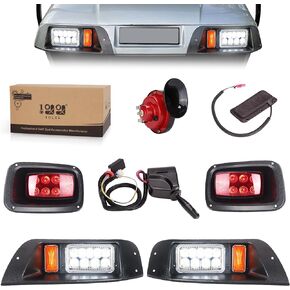 Golf Cart Headlights and Tail Light Kits for EZGO TXT 1996-2013 Gas & Electric Carts, 12V Street Legal Lights Kit With Turn Signal Wiring Harness