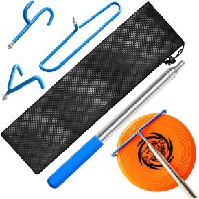 3 in 1 Disc Golf Retriever,Multifunctional Telescopic Disc Golf Grabber Extends to 16ft with Easy-to-Carry Bag, Durable Stainless Steel Disc Golf Equipment with Premium Accessories