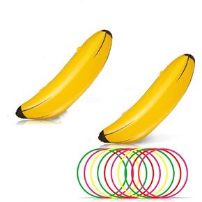 Bachelorette Party Favor Girls Night Out Party Games - Ring Toss Hoopla Games for Bachelorette Party Swimming Pool (Include 2 Pieces Inflatable Banana with 9 Pieces Plastic Toss Rings) in Saudi Arabia