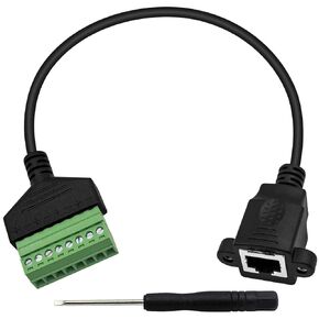 Poyiccot RJ45 Screw Terminal, RJ45 to 8Pin Screw Terminal Adaptor Connector, Ethernet Extender RJ45 8P8C Female to 8 Pin Screw Terminal Breakout Board Cable for Cat7/6/5/5e Network CCTV DVR, 12inch