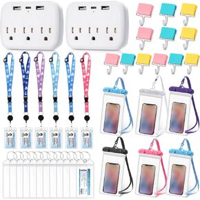 38 Pcs Cruise Accessories Kit Includes 6 Cruise Lanyard 12 Cruise Luggage Tag 2 Cruise Power Strip 6 Waterproof Phone Bags 12 Magnetic Hook for Cruise Carnival Trip
