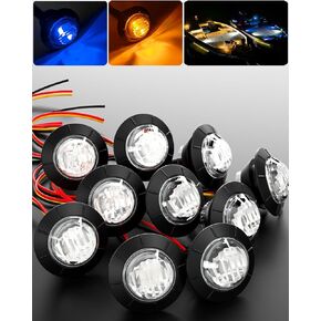 Marine Boat LED Lights Waterproof Amber to Blue Dual Color Boat Interior Courtesy Deck Transom Cockpit Navigation 3/4'' Round Led Lights for Pontoon Fishing Boat Yacht Sailboat Kayak, 10Pcs