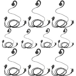 10-Pack BD502i Walkie Talkie Earpiece with Mic PTT C-Swivel Radio Headset for Hytera BD502 BD552 BD552i PD502 PD502i PD562i PD402i PD482i RCA RDR2500 HYT TC-508 TC-580 TC-610 (10 Pcs)