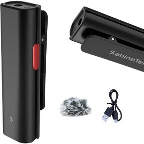 SabineTek Wireless Bluetooth Microphone, Lavalier Lapel Microphone for iPhone Android Smartphone, Clip -on Recording Mic for Vlogger, YouTube, Interview, Video (SmartMike Lite)