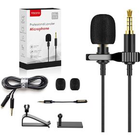 VIOFO Professional Lavalier Lapel Microphone Kit Omnidirectional Lavalier Mic Compatible with iPhone Android Smartphone, Laptop, PC, DSLR for YouTube, Podcast, Interview, Video Conference