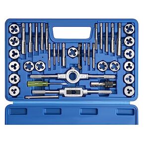 60pcs SAE & Metric Tap and Die Set, Metric Standard Rethreading Tool Kit, Coarse and Fine Threads for Cutting External and Internal Threads, Essential Repair Tool Kit with Storage Case