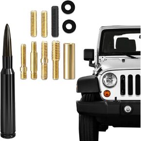 Car Antenna Replacement, Aluminum Alloy, Enhance Signal Stability and Waterproof Car Bullet Antenna, Universal Car Exterior Accessories Fit for Ford, Dodge, Chevy, GMC, Jeep, Toyota (Black)