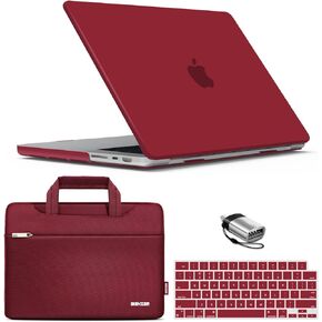 IBENZER Compatible MacBook Pro 14 Inch Case 2023 2022 2021 M3 A2918 A2992 M2 A2779 M1 A2442 Pro Max, Hard Shell Case & Sleeve Bag & Keyboard Cover & Type-C for Mac Pro 14, AiryBlue,T14ARBL+3