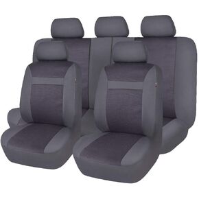 أغطية مقاعد السيارة فلاينج بانر، مجموعة كاملة من المقاعد الأمامية والمقعد الخلفي، واقيات مقاعد السيارة، واقيات غطاء الجاكار المتينة، شاحنة الدفع الرباعي، أسود، رمادي، تان (رمادي) in Kuwait