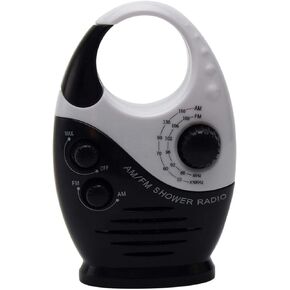 Shower Radio, Hanging IPX4 Waterproof Shower Speaker Wireless Mini Portable Waterproof Battery Operated Shower Radio Speaker AM FM Speaker for Home, Party, Outdoor, Travel, Pool, Hiking Black