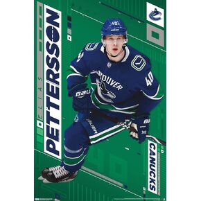Trends International NHL Vancouver Canucks - Elias Pettersson 19 Wall Poster, 14.725" x 22.375", Barnwood Framed Version